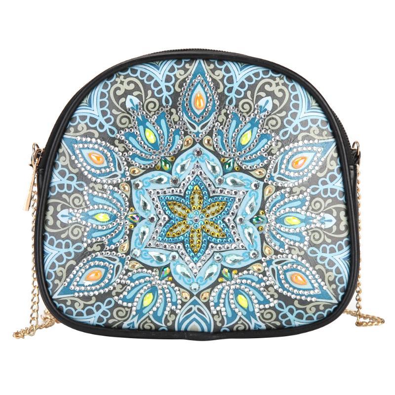 One-shoulder Handmade Point Diamond Satchel Peacock Mandala