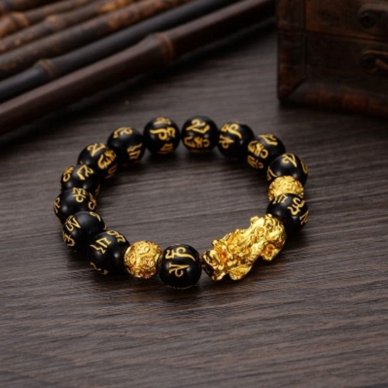 Men Women Wristband Gold Black Pixiu Wealth Good Luck Jewelry Gifts